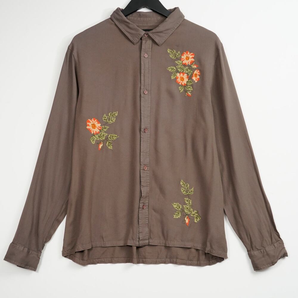 Native Youth STUBBS FLORAL EMBROIDERED ECOVERO VISCOSE SHIRT L